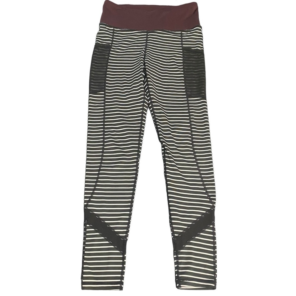 Mono B High Waisted Stripe Athletic Yoga Leggings Size Medium